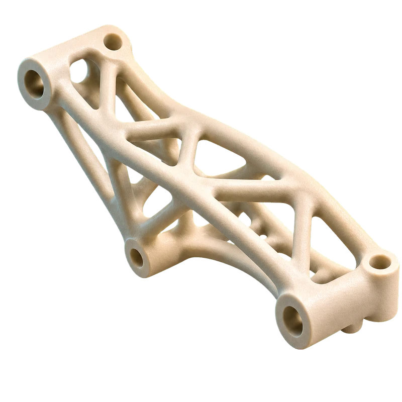 Topológia-optimalizált, rácsos szerkezetű 3D nyomtatott tartó alkatrész
